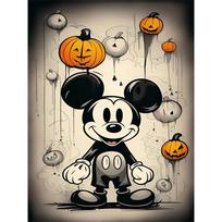 Disney Cartoon Diamond Painting Mickey Mouse Halloween Dark Trend Art Illustration 5D DIY Art Cross Stitch Kit Mosaic Embroidery Home Decor Gift Round 20x30cm black
