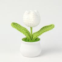 Finished Tulip Crochet Flowers Pots Fashion DIY Craft Tulip Handmade Flowers Mini Handmade Woven Flower Potted yellow