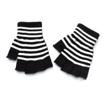 Dryžuotos Dryžuotos Unisex Vienas Dydis Pirštinės Be Pirštų Gotikinės Megztos Pirštinės Be Pirštų Žieminės Šiltos Elastingos Patogios Pirštinės black