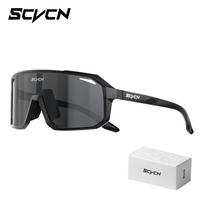 SCVCN Photochromic Cycling Sunglasses MTB Glasses Road Bike Cycling UV400 Goggles Men Women Outdoor Bicycle Sports Eyewear New 1LENS black