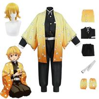 Ysir Anime Demonų medžiotojas Agatsuma Zenitsu Cosplay kostiumas Moterims Kimono Uniforma Helovinas Kalėdos 110cm beige
