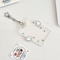 ID Badge Holder Photo Card Holder Glitter Star Photocard Holder Stationery 3 Inch Gradient Fine Flash DIY INS Keychain white