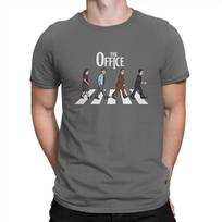 Men's The Office Road Dwight Schrute T Shirts Tv Show Pure Cotton Clothing Crewneck Tees Adult T-Shirt L gray