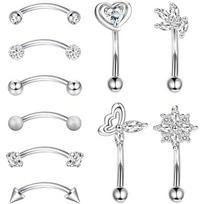Bent Rod Puncture Jewelry Set Eyebrow Nail Lip Umbilical Ear Nails Multi-Purpose Accessories Combination Wedding Gift white