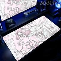 Anime Pink Cute Angel Girls Mouse Pad Laptop Gaming Extended Desk Mat PC Kawaii Gamer Cabinet Mousepad XXL Keyboard Rug Carpet 30cmx60cm(11.8x23.6inch) gray