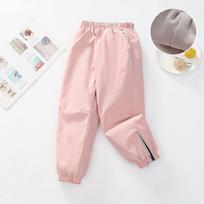 Kids Unisex Windproof Fleece Lined Water Resistant Sports Outdoor Pants 150 rožinė