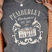 Jane Austen T-Shirt Pride And Prejudice Pemberley Est 1813 Tee Mr Darcy Gift Book Lover Bookworm Booknerd Bookish Regency Romance Shirt 120 gray