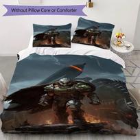 DOOM The Dark Ages Pattern Bedding,Quilt Set Quilt Cover Pillowcase Home Birthday Gift(1 * duvet cover + 2 * pillowcase, without core)_lx 135x200cm gray