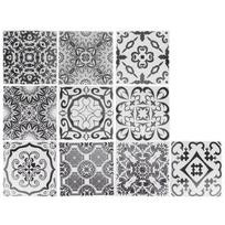 15x15cm Ceramic Tile Stickers Oil Proof Waterproof Peel and Stick Tile Thick PVC Mirror Finish PVC Wall Decor Bathroom Wall gray