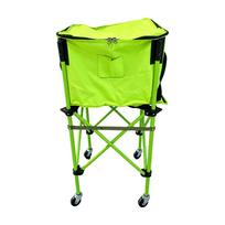 Tennis Ball Cart with Caster Wheels and Zippered Textile Compartment for Coaches L žalia