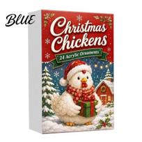 Christmas Advent Calendar Blind Box Chicken 2026, 24 Unique 2D Acrylic Holiday Countdown Surprise Gift Ornaments, Cute Tree Decorations for gray