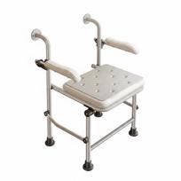 Folding Bath Seat Wall Mounted Adjustable Chair Senior Shower Aluminum white
