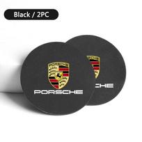 2 vnt. zomšinis automobilio padėkliukas vandens buteliui, puodeliui, neslystanti pagalvėlė Porsche Cayenne Panamera Macan 911 718 918 Taycan Boxster black