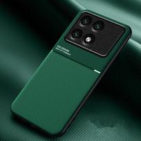 Luxury Leather Magnetic Case For Poco F6 Pro F5 F4 F3 M5S M4 M3 Coque For Poco X6 X5 Pro X4 GT X3 NFC Matte Texture Phone Cover For Poco F6 Pro žalia