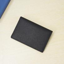 Individualizuotas vyriškas tikros odos RFID blokavimo kortelių dėklas - Itin plonas karvės odos kryžinės tekstūros dizainas juoda