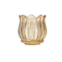 2PCS Elegant Vintage Tulip Shaped Candle Holder Mini Romantic Candle Cup Clear Ornament Glass Candle Holder Wedding ruda