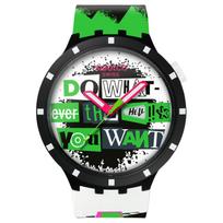 SWATCH NO RULES Quartz Movement 30m Water Resistance Unisex Watch 47mm Multicolor Watch Dial SB03B701 Multicolor Watch Dial black