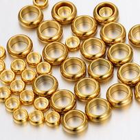 50pcs Gold Color Stainless Steel Round Stopper Spacer Beads Crimp End Beads for DIY Necklace Jewelry Making Supplies Wholesale 3.5x1.3xhole2.2mm beige