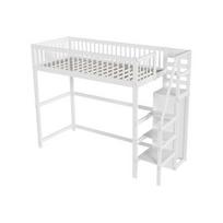 Bunk Bed with Safety Ladder Wardrobe High Railing Design Storage Shelf Smooth Surface Sleep 90 X 200cm Kids Bedroom Bed with Clothes Rail Bedroom balta