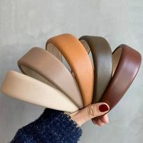 Volume headband, accent hair accessory, daily styling item, cushion worn, thick leather headband dark beige gray