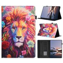 Taikoma iPad A16 planšetės odinis dėklas Samsung TabA11plus Animacinis gyvūnas Kortelių laikiklis Dėklas Dažytos gėlės redmi pad2 2025 pink