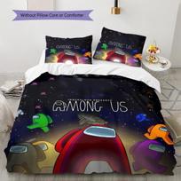 Among Us Pattern Bedding,Quilt Set Quilt Cover Pillowcase Home Birthday Gift (1 * duvet cover + 2 * pillowcase, without core) 135x200cm white