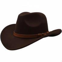 Cowboy Hat, Adjustable Wide Brim wool, Kids & Adults Western Cap 6061cm Black 53-54cm kava