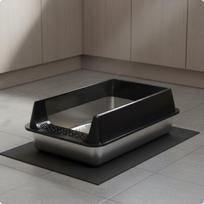 Ypač didelis šiukšlių konteineris, atsparus išsiliejimui, aukštomis sienelėmis, katės tualetas, lengvai valomas, pusiau uždaras Black 40x30x15cm gray