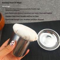 Multifunctional Food Grade Pancake Grease Brush Stainless Steel with Tray for Kitchen BBQ Grilling Pastry Crepe Making onesize black