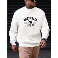 Men's Australia-Themed Kangaroo Map Sweatshirt With Flag And Southern Cross Design For Casual Events. XL balta