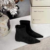 Skinny boots leather boots wind pointed small 2026 casual short boots daily thick heel simple height increase thin new commute 38 gray