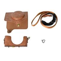 Vintage-Style PU Camera Bag Canon PowerShot SX740 SX730 SX720 Compact Cameras With Adjustable Shoulder Strap Light Chestnut