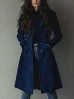 2026 Fall/Winter Women's Retro Distressed Suede Slimming Mid-length Trench Coat L