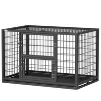 Robust Dog Cage Indoor Dog Kennel With Opening Roof And Feeding Door Steel 94 X 60 X 64 Cm Black