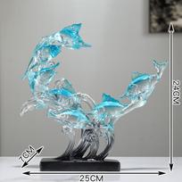 Transparent resin fish sculpture desktop ornament, modern art craft sculpture, home and office desktop decoration mėlyna