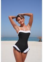 2026 European Ruffle Slimming One-Piece Swimsuit for Women Large brown