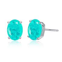 OZAN Marquise Simulated Paraiba Tourmaline 925 Sterling Silver Earrings Stud Fashion Gemstone Jewelry for Women Lady Birthday Oval Stone blue