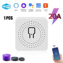 Tuya WiFi Mini išmanusis jungiklis 16A/20A DIY relės pertraukiklis 2 krypčių valdymas Laikmatis Balso valdymas Išmanusis namas WIFI 20A white