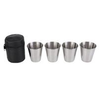 4 Pieces 70ml Reusable Drinking Cups Shot Cups with Leather Case Outdoor Wine Cups Perfect Gift for Wine Enthusiasts 1 gray