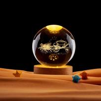 Flying Horse Rotating Crystal Ball with Bluetooth Base and Colorful Light No Specification black