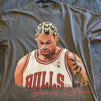 Retro Dennis Rodman Charcoal short sleeve Unisex T shirt Classic tee Unisex T-Shirt L gray