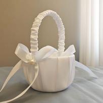 Balta Gėlių Mergaitės Krepšelis Su Perlo Rankena Vestuvių Vietos Dekoravimui White Handle gray