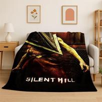 Silent Hill Horror Movie Games Flannel Blanket Soft Warm Throw Blanket for Bedroom Living Room Bed Travel Camping Picnic Gift Size: 75*100cm, Weight: 230 GSM black