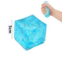 Skaidrus Blizgučių Gelinis Kubas Squishy Žaislas Stresui Malšinti Minkštas Suspaudžiamas Fidget Sensory Žaislas Elastingas De-stresinis Dovana mėlyna