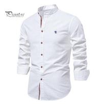 Long Sleeve Festival Shirt Men Oktoberfest Shirt, Slim Fit Band Collar Traditional Costume Casual for Beer Garden, Events Breathable Garden Apparel M balta