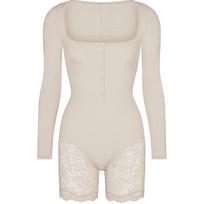 Skims Fits Everybody Lace Long Sleeve Onesie Women onesie Stone OS-MDT-5167W-STO S beige