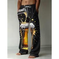 Men's 3D Flame Printed Baggy Casual Trousers,  Elastic Drawstring Waist with Pockets, for Spring Summer Home Outdoor Vacation 8XL medžio anglis