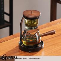 GIANXI Tea Separation Tea Set China Kung Fu Matcha Set Kit Tea Infuser Teapot For Tea Home Glass Semi-Automatic Teapot brown
