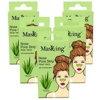 MasKing Aloe Vera Nose Pore Strips with Soothing Wipe | Instant Blackhead Removal | Deep Cleansing, Remove excess oil & Pore Care | Gentle Formul white