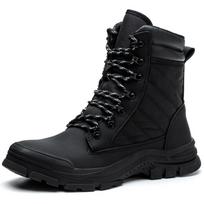 Men Work Safety Boots Outdoor Military Boots Anti-smash Anti-puncture Industrial Shoes Men Zipper Boots Indestructible Boot 45 black